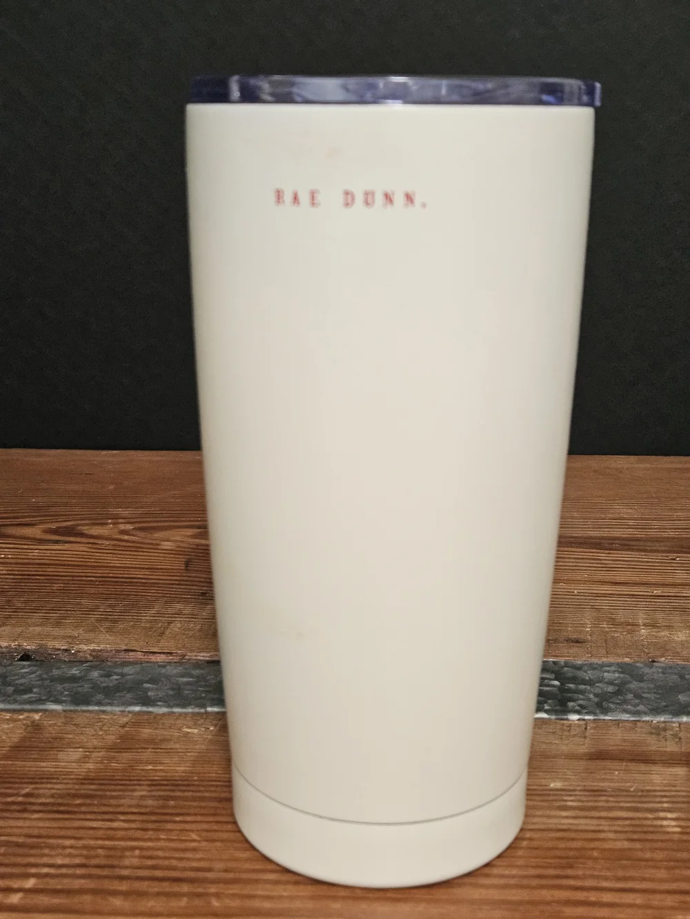 Rae Dunn Merry Christmas Cream Travel Tumbler with Red Lettering